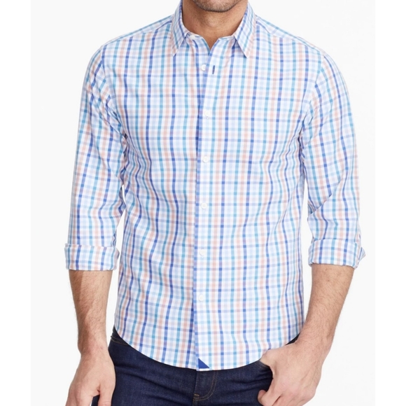 UNTUCKit Other - UNTUCKit | Wrinkle-Free Barone Shirt in Blue With Orange & Teal Check Size M
